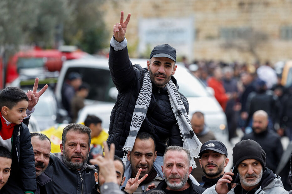 Celebração da libertação de prisioneiros palestinianos