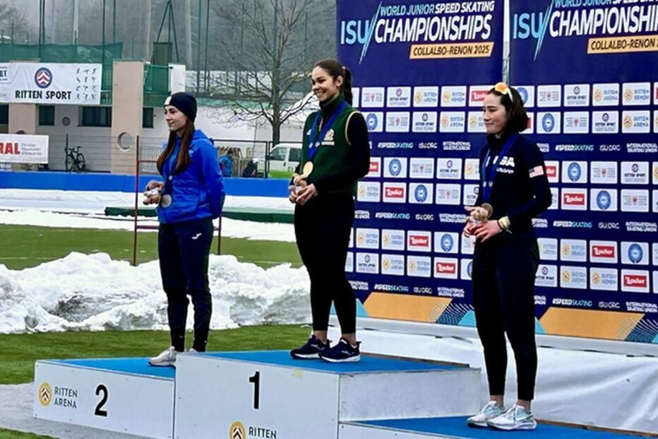 Jéssica Rodrigues campeã mundial júnior de patinagem de velocidade no gelo