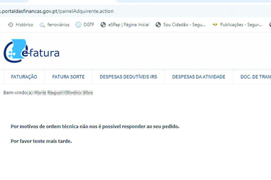 Os problemas dos contribuintes no acesso à página do e-fatura começaram a ser sentidos segunda-feira, na véspera de terminar o prazo inicial