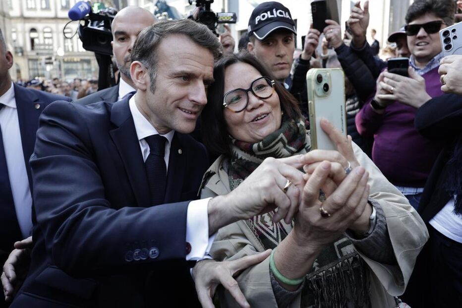 Emmanuel Macron durante visita do chefe de Estado francês a Portugal 