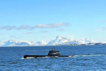 O submarino ‘Arpão’ durante a missão pública em que mais se destacou, em 2024, ao navegar sob o gelo no Ártico 