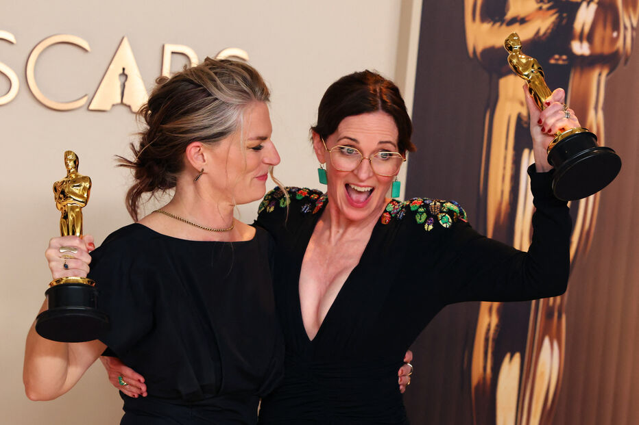 Lisa Remington e Orin O'Brien na cerimónia dos Óscares