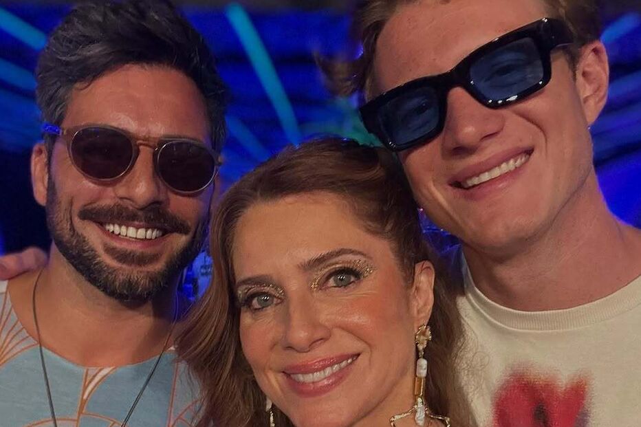 Letícia Spiller e o namorado, Franclim Mendes da Silva e o filho desta, Pedro Novaes