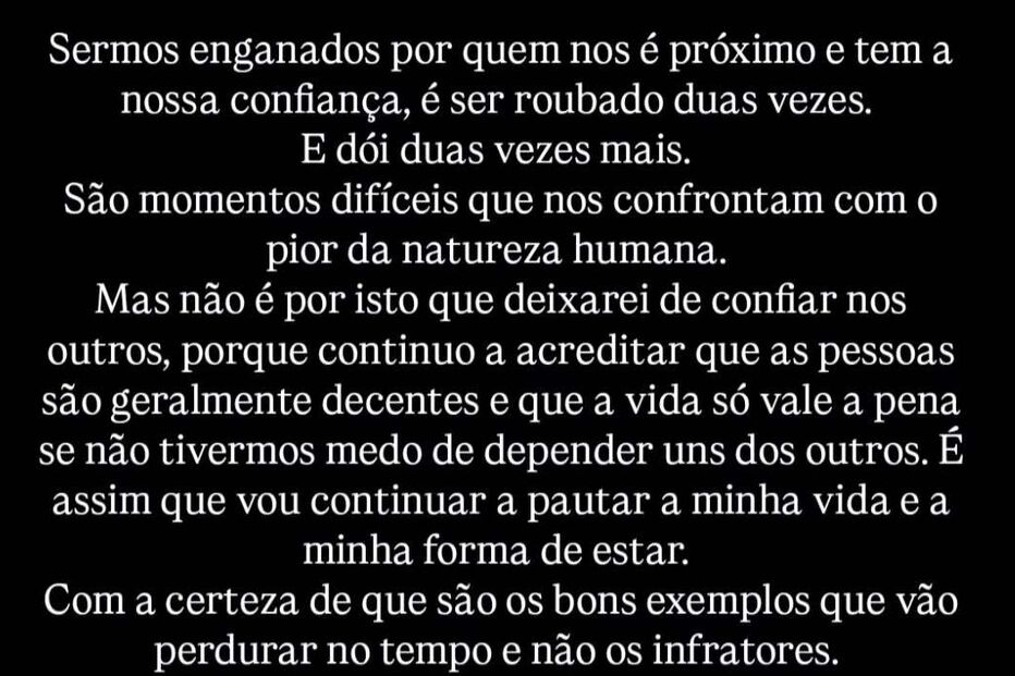 Comunicado de Carolina Patrocínio