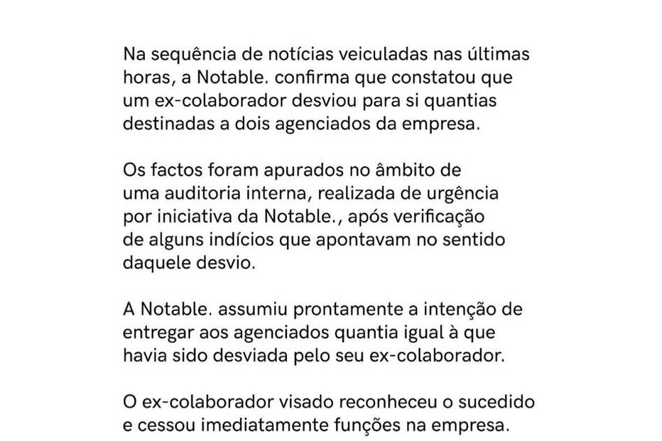Comunicado da Notable