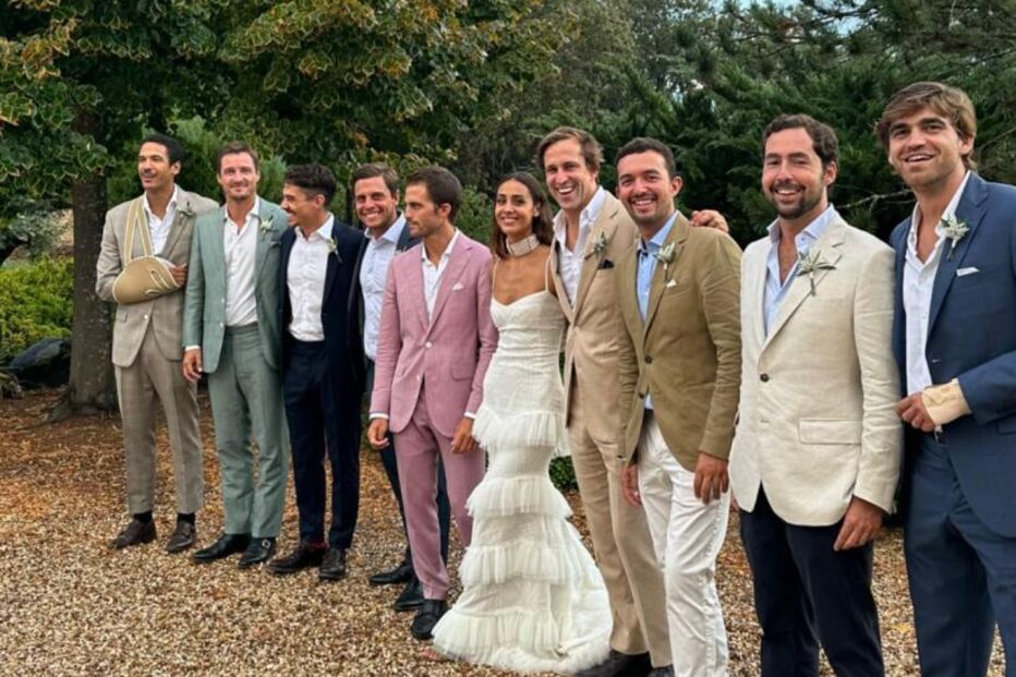 Manuel Santana Lopes (blazer verde) no Casamento Tiago Teotónio Pereira