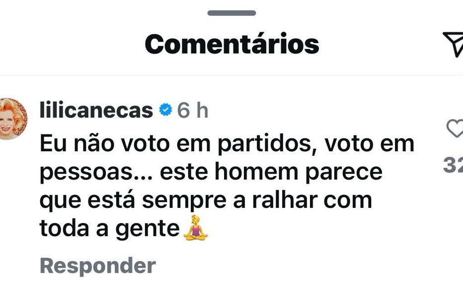 Comentário de Lili Caneças