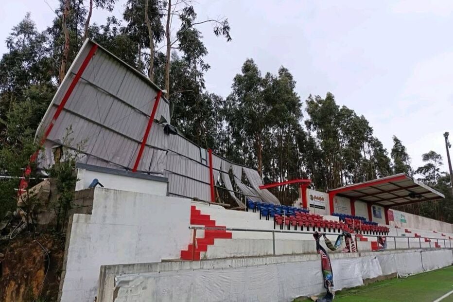 Destruição no FC Macieirense após o mau tempo