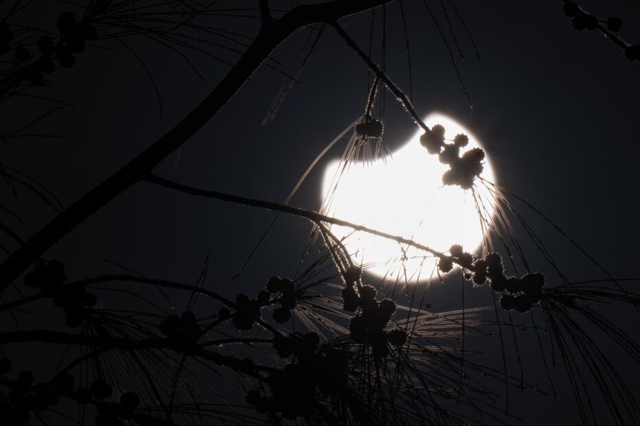 Eclipse solar parcial visto em Fuerteventura, nas Ilhas Canárias, em Espanha