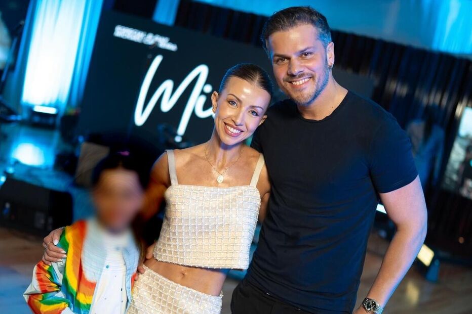 Mickael com a mulher, Laura, e a filha, Beatriz