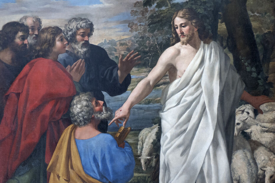 Pintura de Jesus com São Pedro 