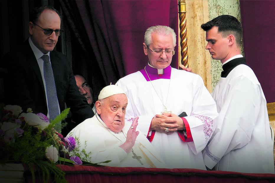 O Papa, da varanda da Basílica de São Pedro, no Vaticano, desejou “Feliz Páscoa”