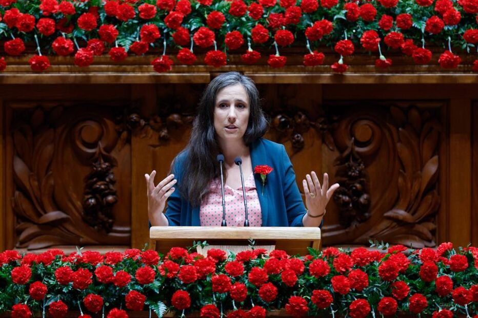 Isabel Mendes Lopes durante comemorações do 25 de Abril na AR