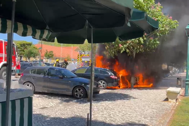 Dois carros ardem perto do Convento de Mafra