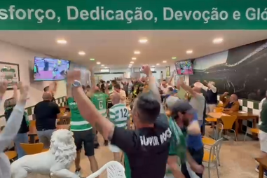 Euforia e animação após último golo dos ‘Leões’ no Núcleo do Sporting nas Caldas da Rainha 