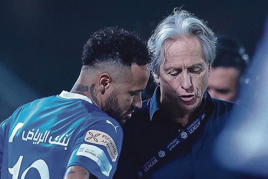 Neymar e Jorge Jesus quando ainda estavam no Al Hilal 