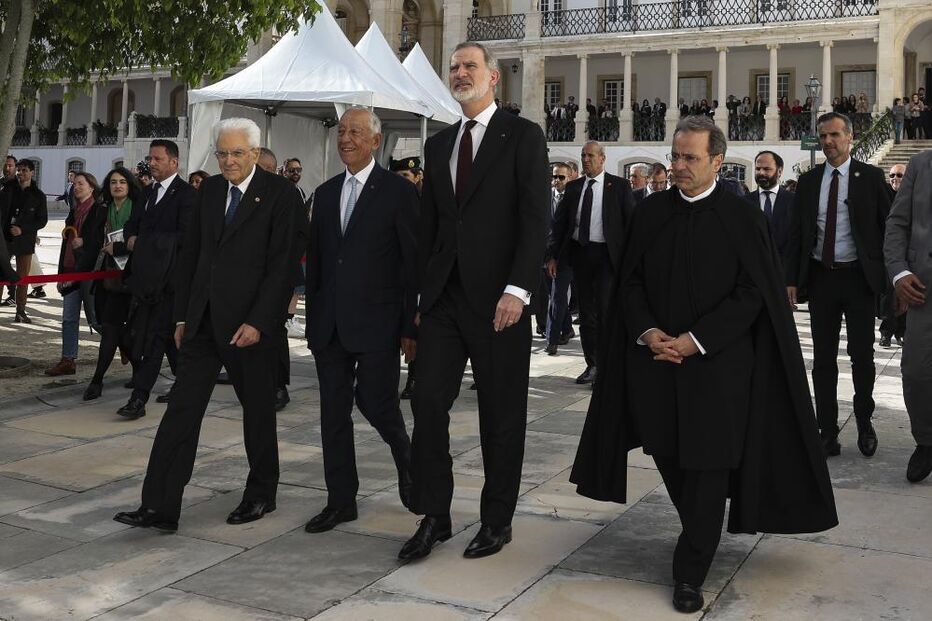 Marcelo Rebelo de Sousa com o Rei de Espanha e o Presidente de Itália