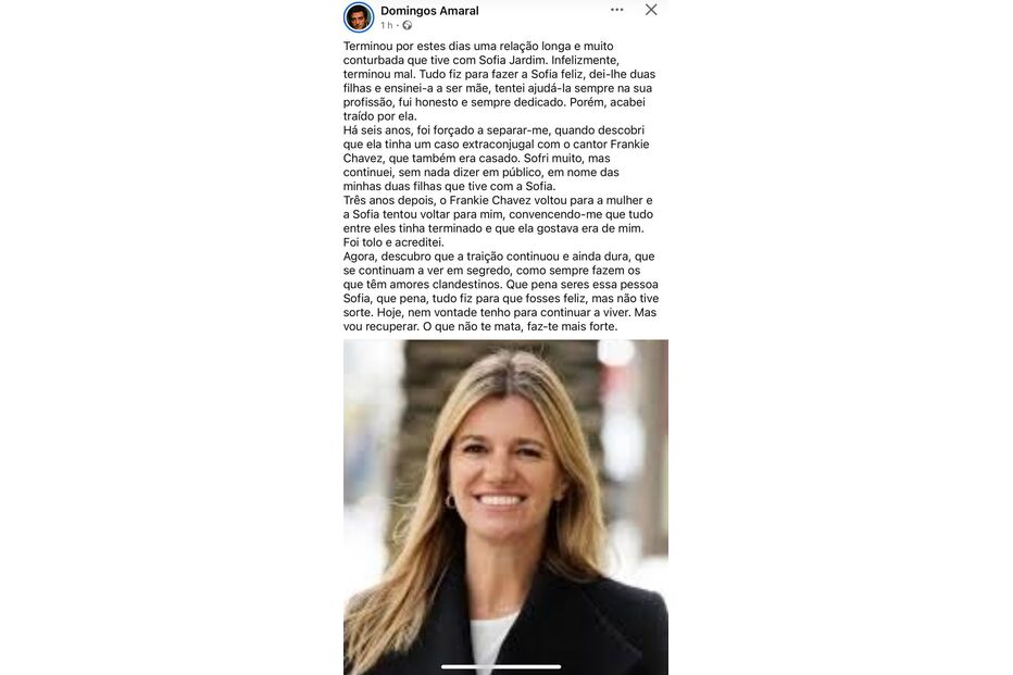 Casamento de Sofia Jardim chega ao fim