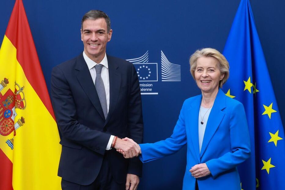 Sánchez e Ursula von der Leyen, em Bruxelas