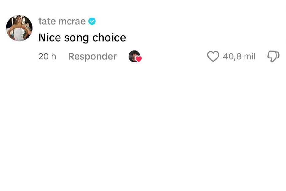 Tate McRae deixa comentário a Lando Norris
