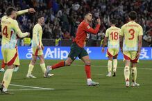 Cristiano Ronaldo marca em jogo de Portugal contra Espanha, em Munique