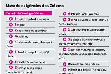 As exigências dos Calema nos concertos 