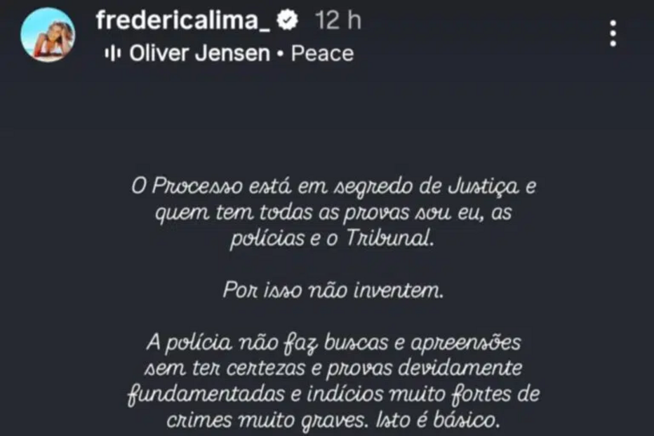 Frederica Lima sobre buscas em casa de Nuno Homem de S+a