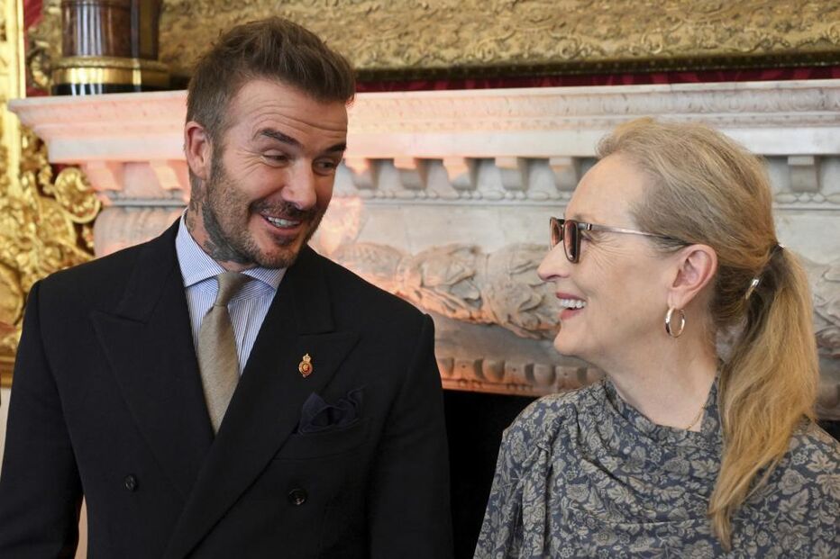 David Beckham e Meryl Streep juntos num evento