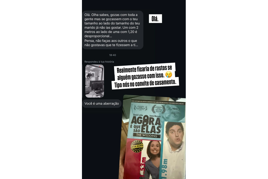 Joana Marques responde a seguidora após crítica sobre o seu casamento.
