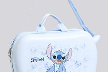 Mala de viagem infantil azul com o Stitch, ideal para as férias de verão dos mais novos