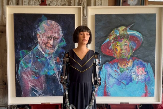 Este retrato do rei Carlos III foi criado por um robot humanoide artista  
