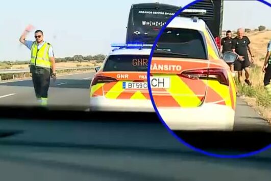 Pneu do Autocarro do Sporting rebenta