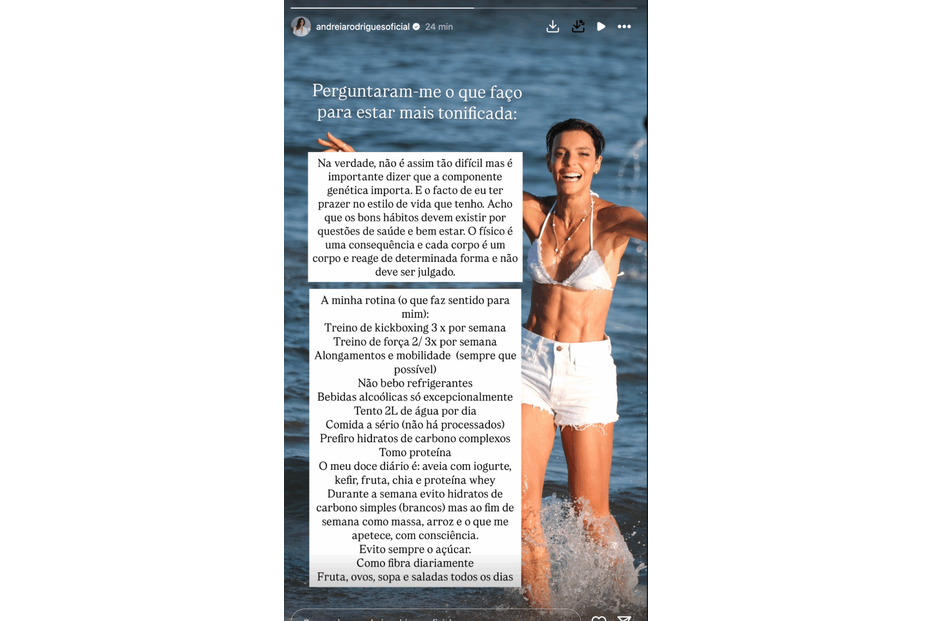 Andreia Rodrigues revela rotina para manter a forma física