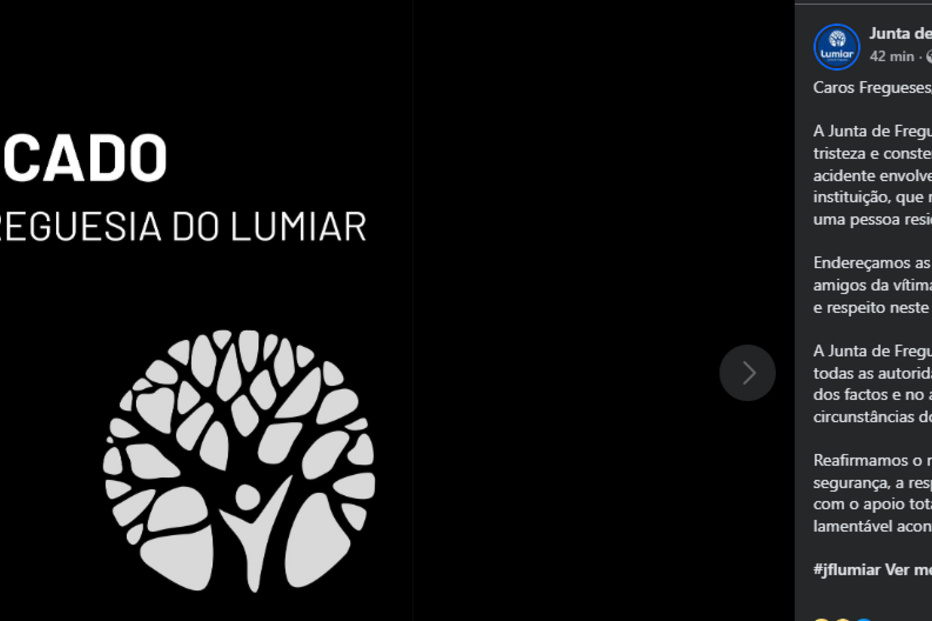 A Junta de Freguesia do Lumiar comunica atropelamento mortal no Lumiar
