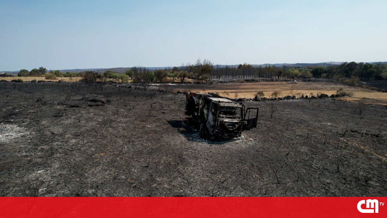 Drone Footage Reveals Devastating Wildfire in Almeida: Firefighter Vehicle Engulfed in Flames