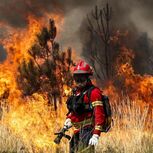 Firefighter fights flames