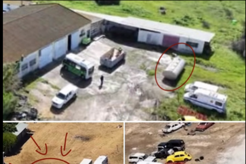 Imagens aéreas mostram tanques e veículos em instalações