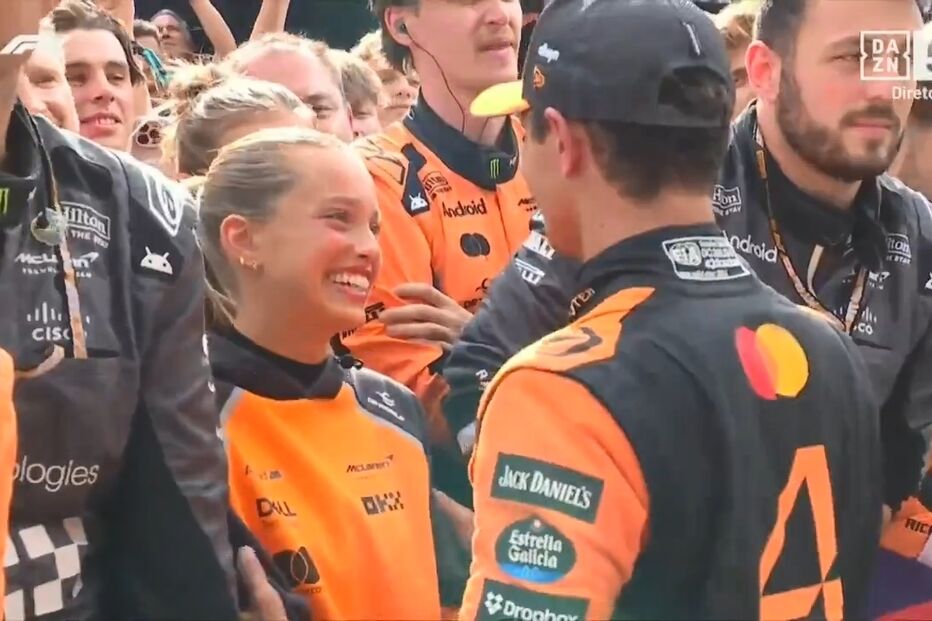 Margarida Corceiro e Lando Norris celebram vitória no GP da Hungria com beijo apaixonado