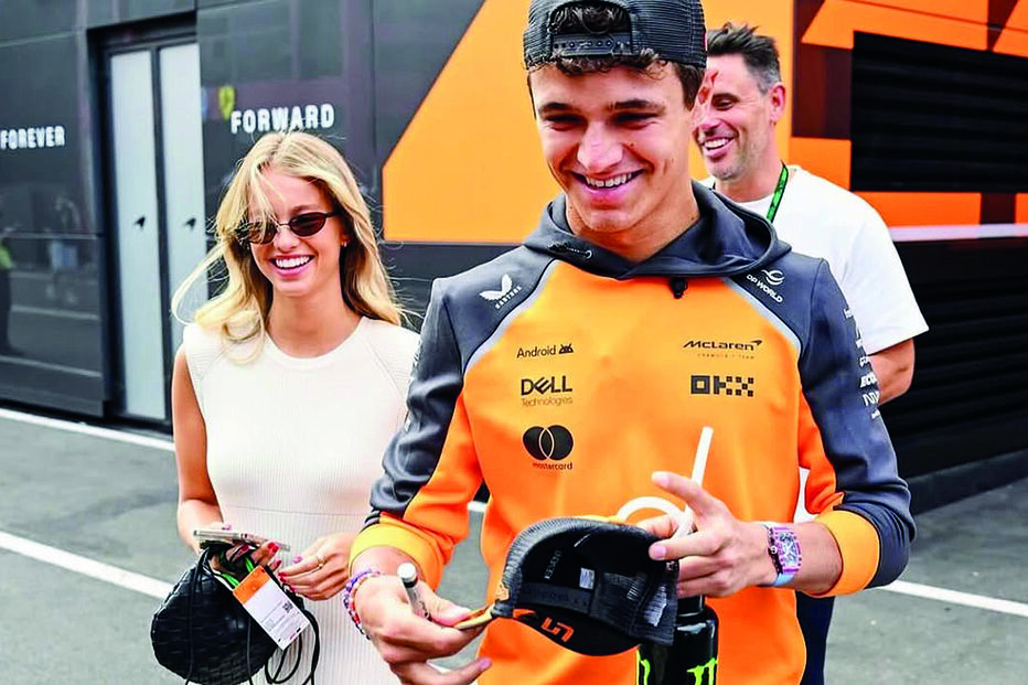 Margarida Corceiro com Lando Norris na prova da Hungria