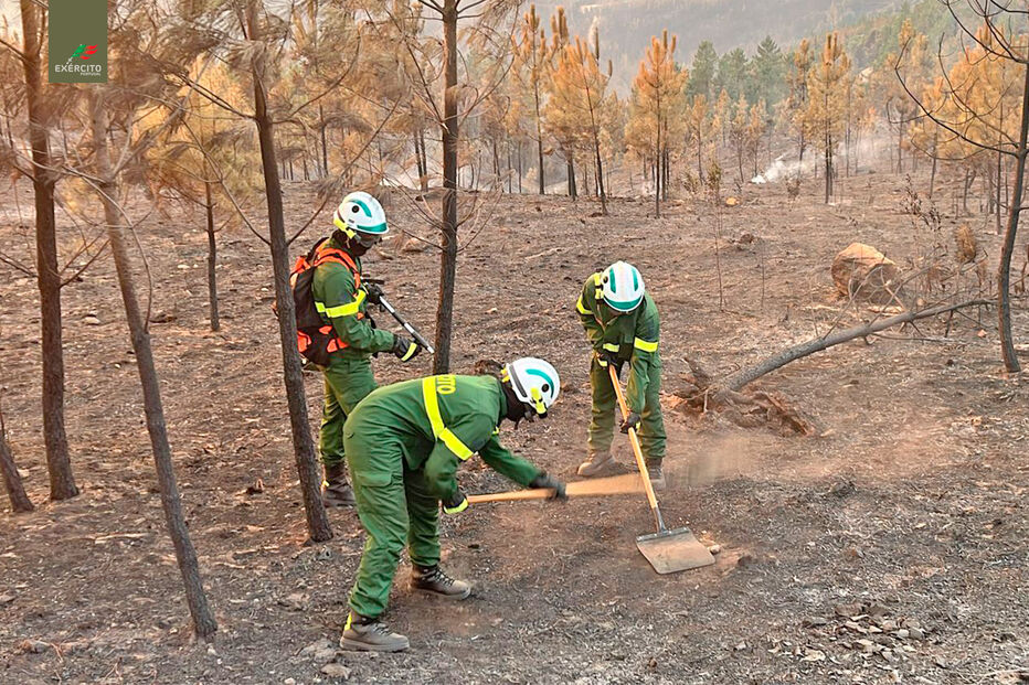Militares do Exército em vigilância e rescaldo de incêndios florestais em Portugal