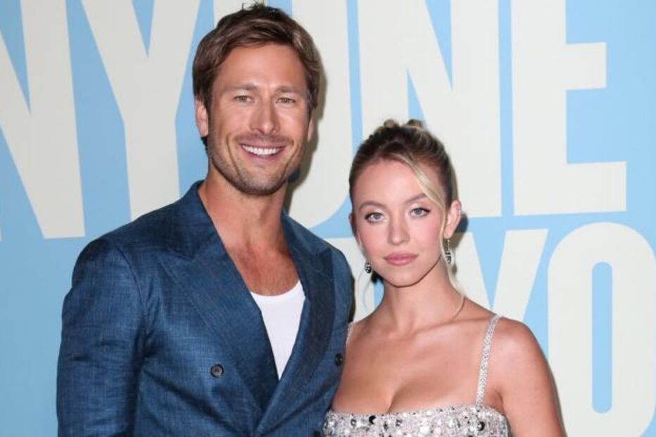 Glen Powell e Sydney Sweeney juntos num evento