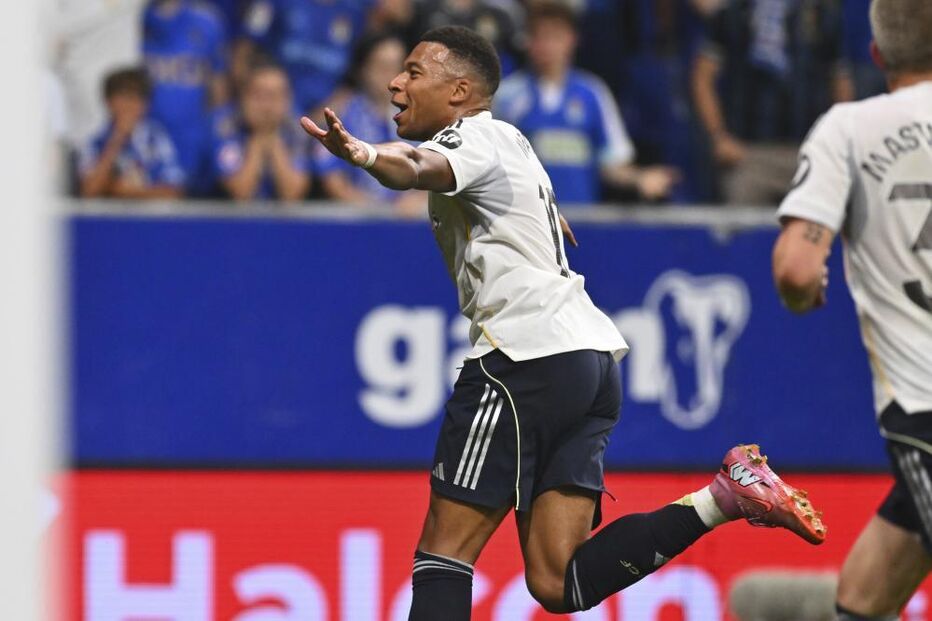 Mbappé marca dois golos na vitória do Real Madrid contra o Oviedo na Liga Espanhola