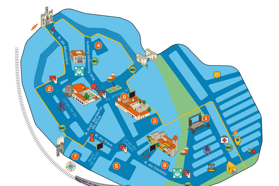 Festival F: Mapa do evento com localização dos palcos, restaurantes e outros pontos de interesse em Faro