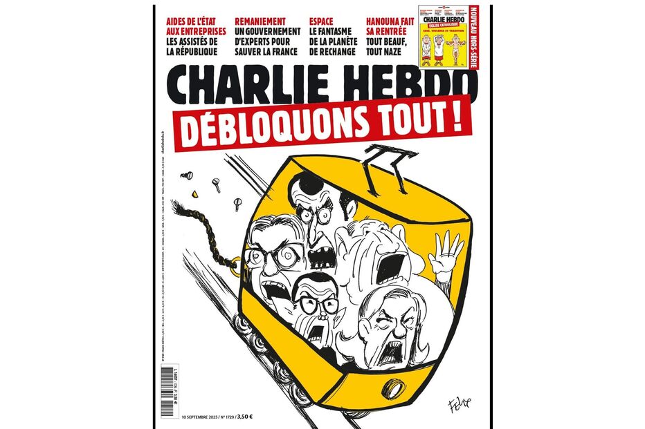 Charlie Hebdo satiriza crise política francesa com líderes num elétrico desgovernado