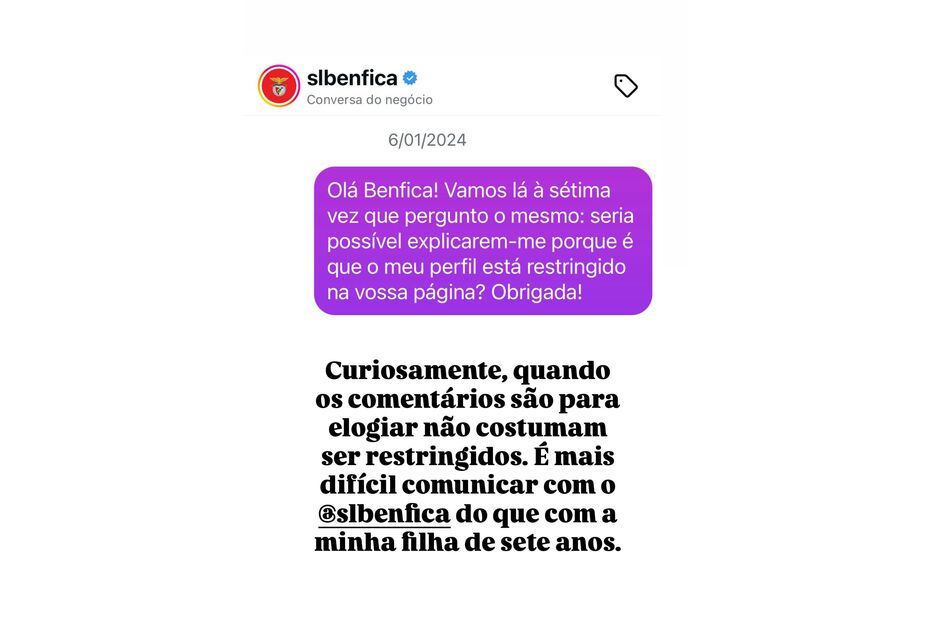 Benfiquista critica clube: 