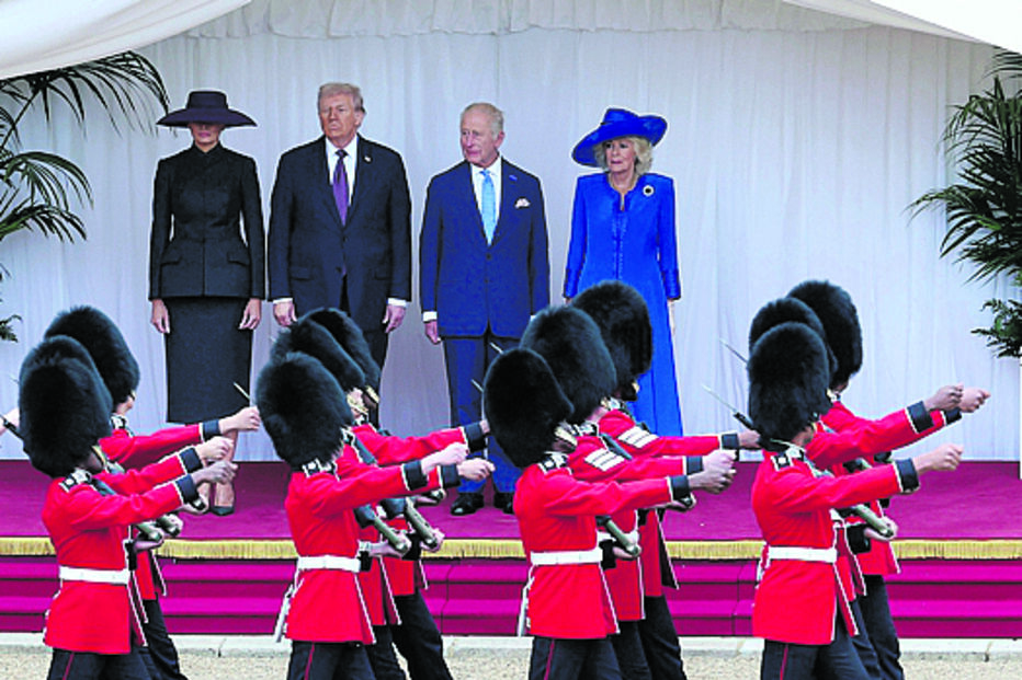 Cerimónia de boas-vindas a Donald Trump no Reino Unido com Rei Carlos III e Rainha Camila