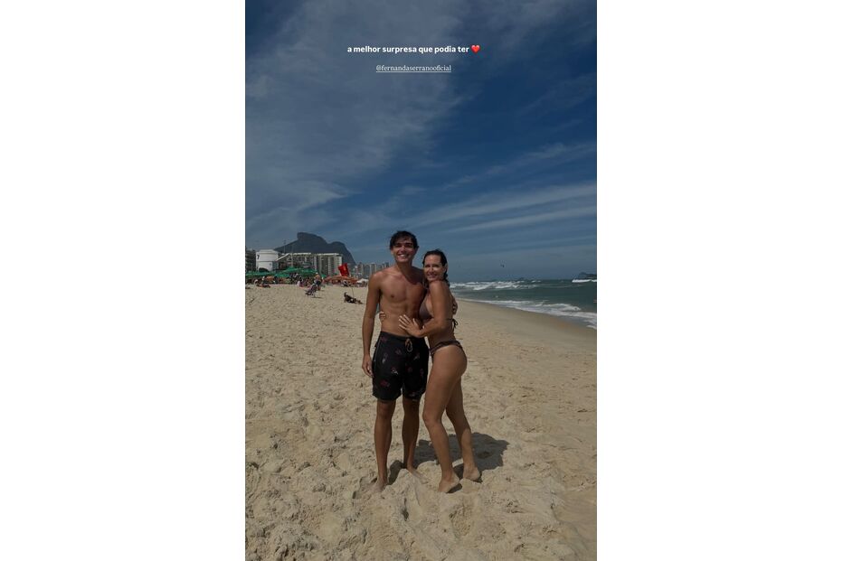 Fernanda Serrano surpreende o filho, Santiago, no Rio de Janeiro