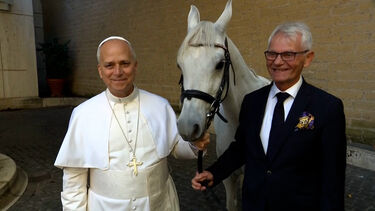 Papa Leão XIV recebe cavalo árabe puro-sangue  