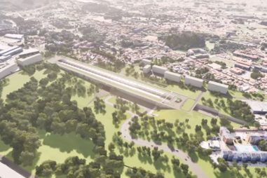 Imagem virtual da futura estação de alta velocidade em Vilar do Paraíso, Vila Nova de Gaia
