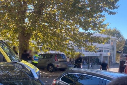 Carro despista-se e embate contra gradeamento de escola secundária em São João da Madeira